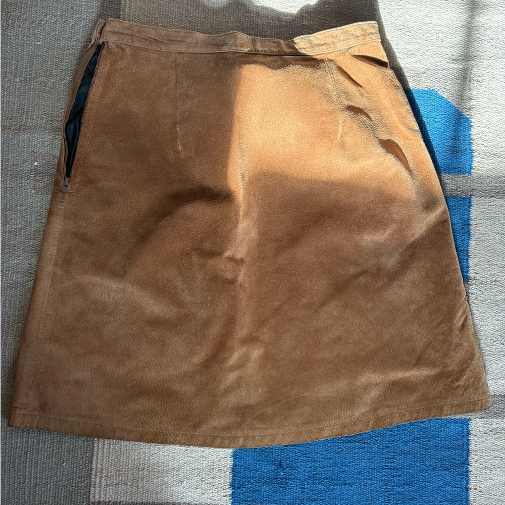 Agnès B Tan Suede Skirt